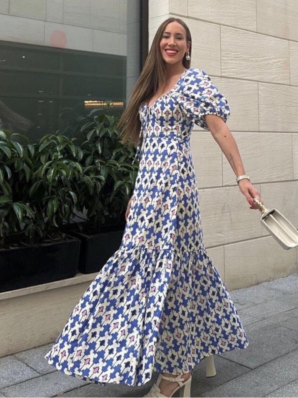 Zara smocked maxi dress